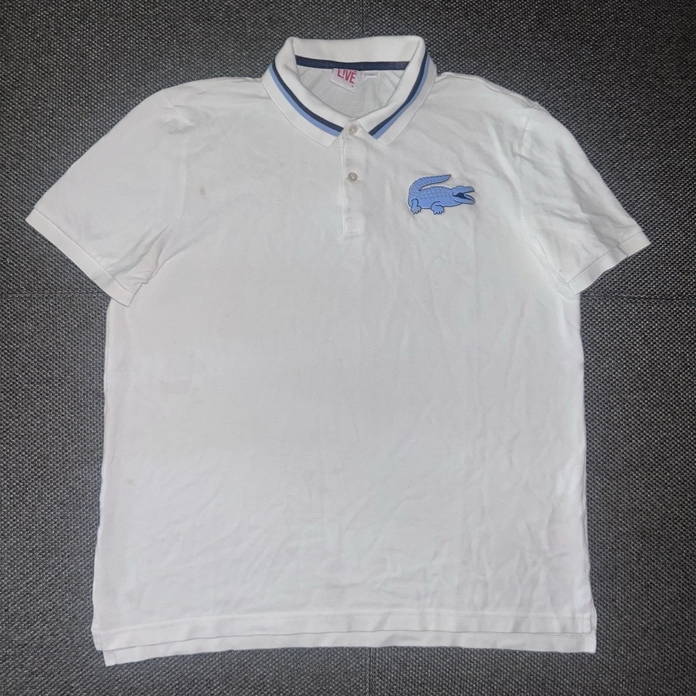 Lacoste Live Mens White Big Logo Short Sleeve Polo Shirt Large FR 5 L